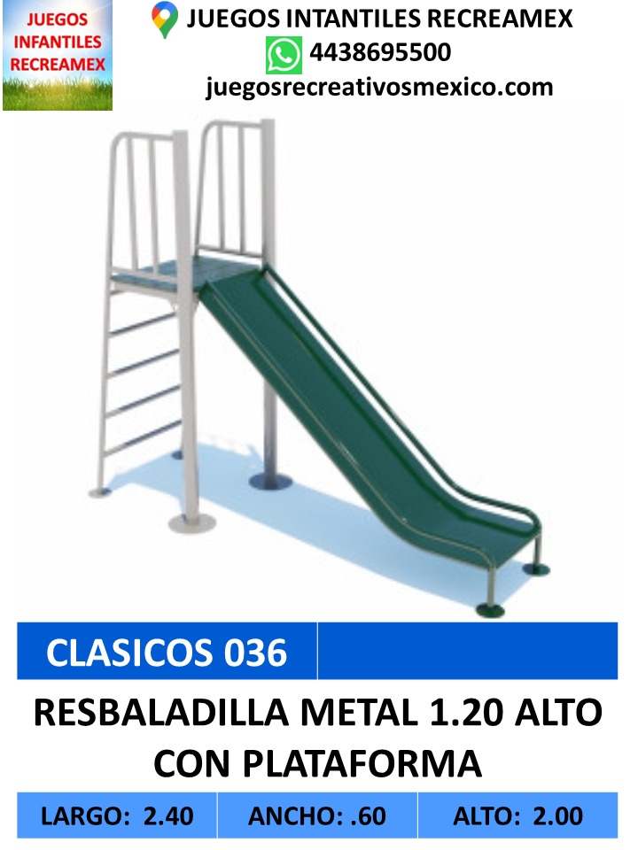 resbaladilla de metal 1.20m con plataforma